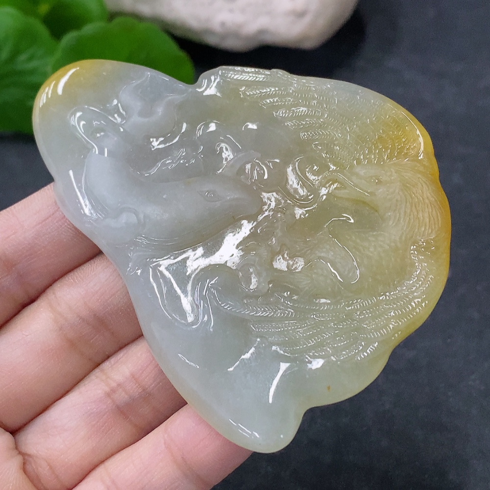 F34042934 Jadeite Pendant Eagle Spreading Wings Total Weight Approx. 39.52g