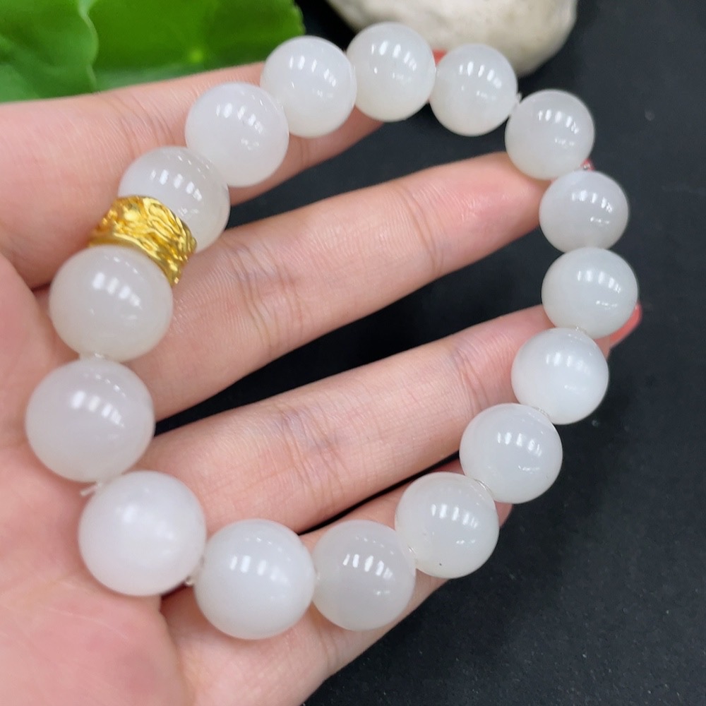 H35085356 Hetian Jade Bracelet, Approx. 11.7mm, Total Weight Approx. 43.4g, Non-Gold