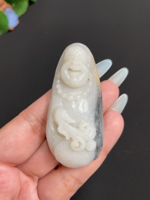 H31598645 Hetian Jade Pendant - Buddha Figure - Undetermined Skin Color Origin - Total Weight Approx. 46.4g