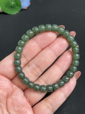 H35117960 Hetian Jade Bead Bracelet, approx. 7mm, total weight about 18.1g