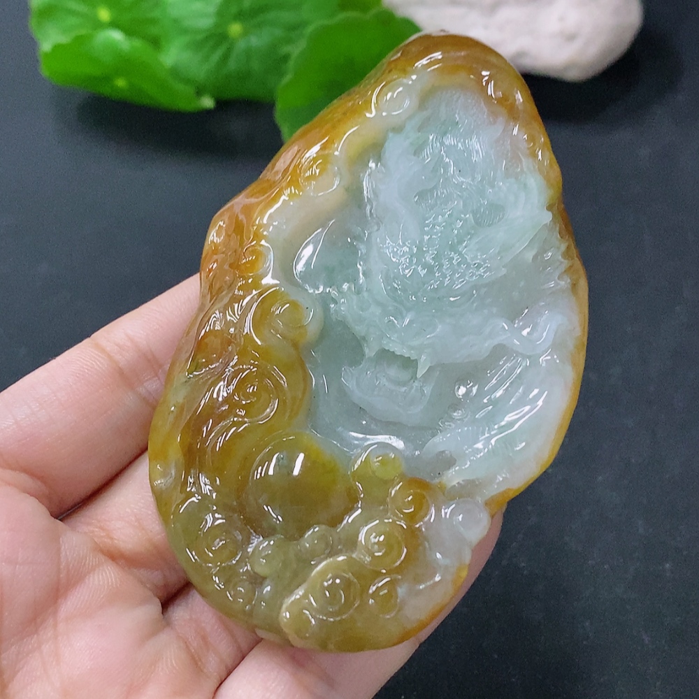 F28251943 Jadeite Pendant Dragon Plaque Total Weight Approx. 88.64g Color Origin Undetermined