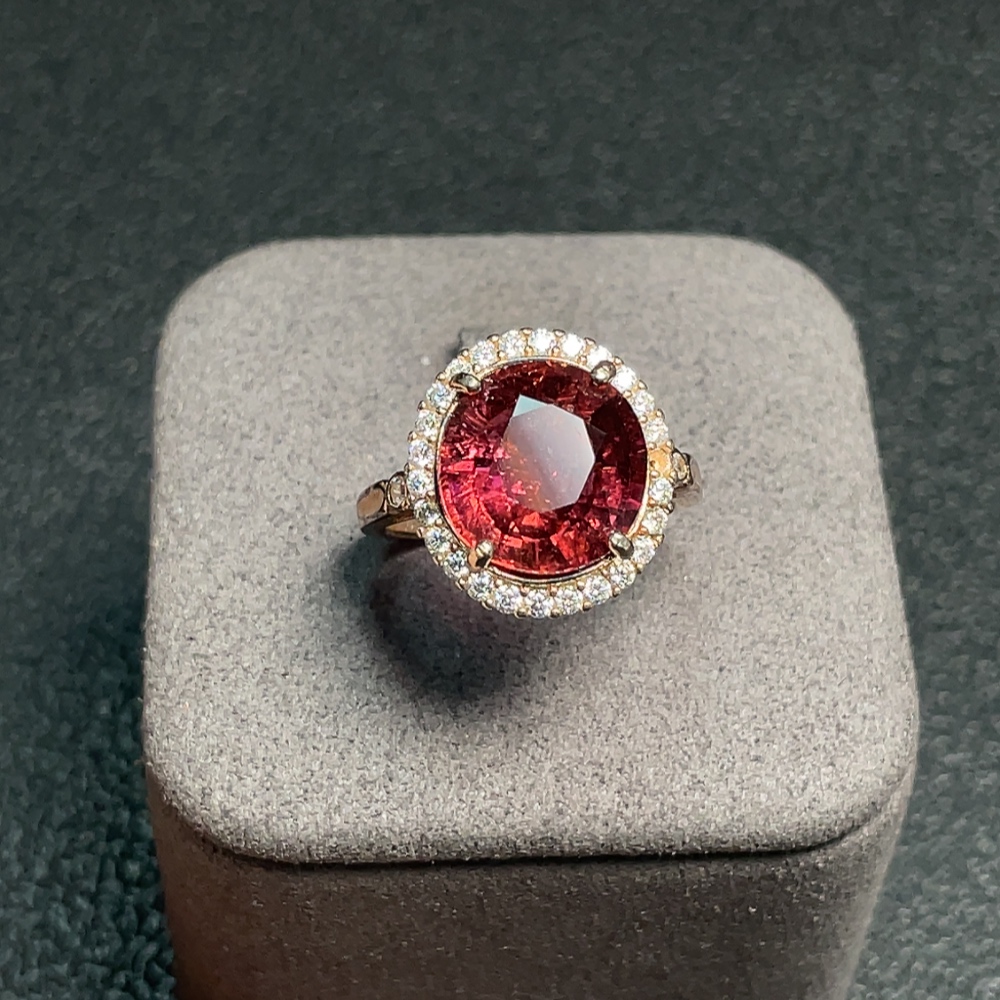 C34995167 Tourmaline Ring, Adjustable Non-Gold, Total Weight Approx. 3.92g, Size 11.3*11mm