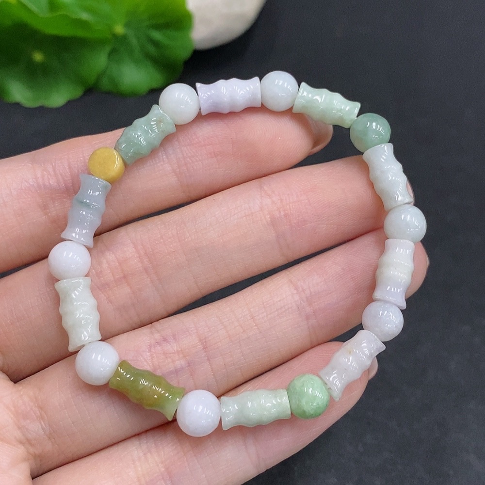 F34060041 Jadeite Bracelet Total Weight Approx. 10.8g Yellow Beads Color Origin Undetermined