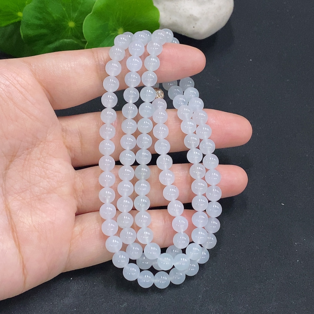 F29391325 Jadeite Bead Necklace Approx. 5.8mm Non-Gold Total Weight Approx. 39.6g