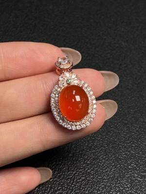 C31576837 South Red Agate Inlaid Pendant  Non-Gold Inlaid  Total Weight Approx. 4.72g