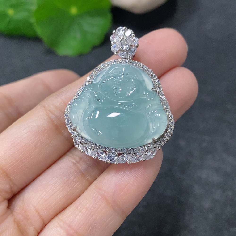 F34976240 Jadeite Buddha Pendant Setting without Gold Total Weight Approx. 7.3g