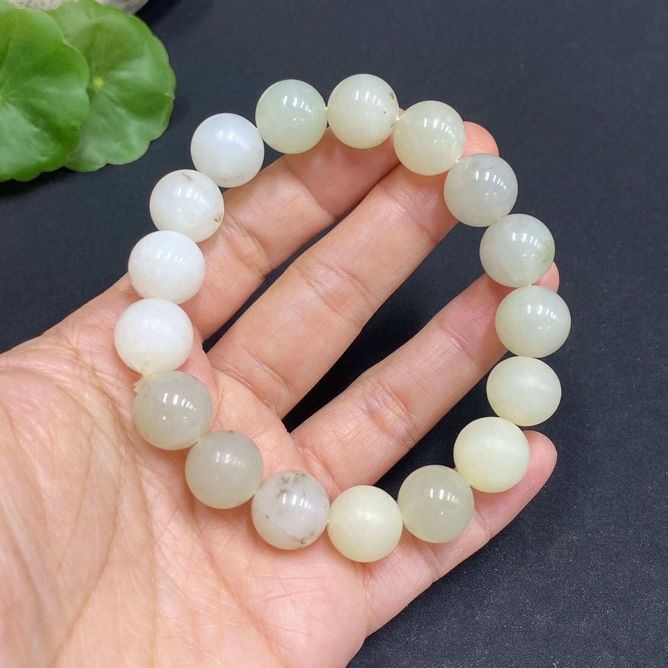 H32795849 Hetian Jade Bracelet, approx. 11.8mm, total weight approx. 45.1g, containing other mineral components