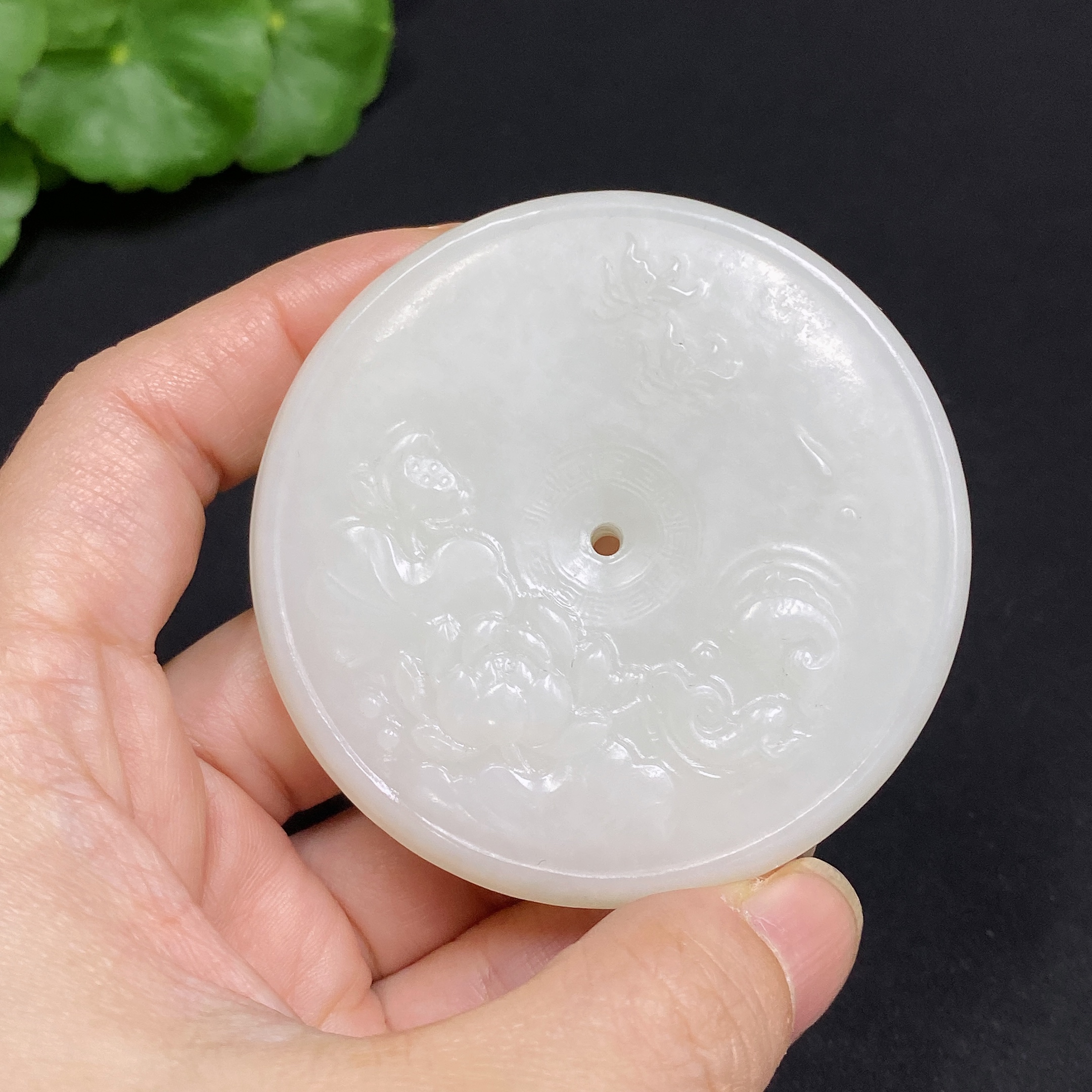 H34036564 Hetian Jade Pendant, Peace Buckle, Total Weight Approx. 94.7g