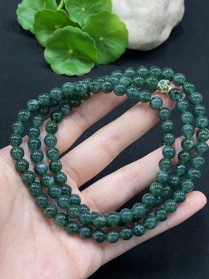 F34996587 Jadeite Bead Necklace Approximately 6.8mm Non-Gold Inlaid Total Weight About 59.08g