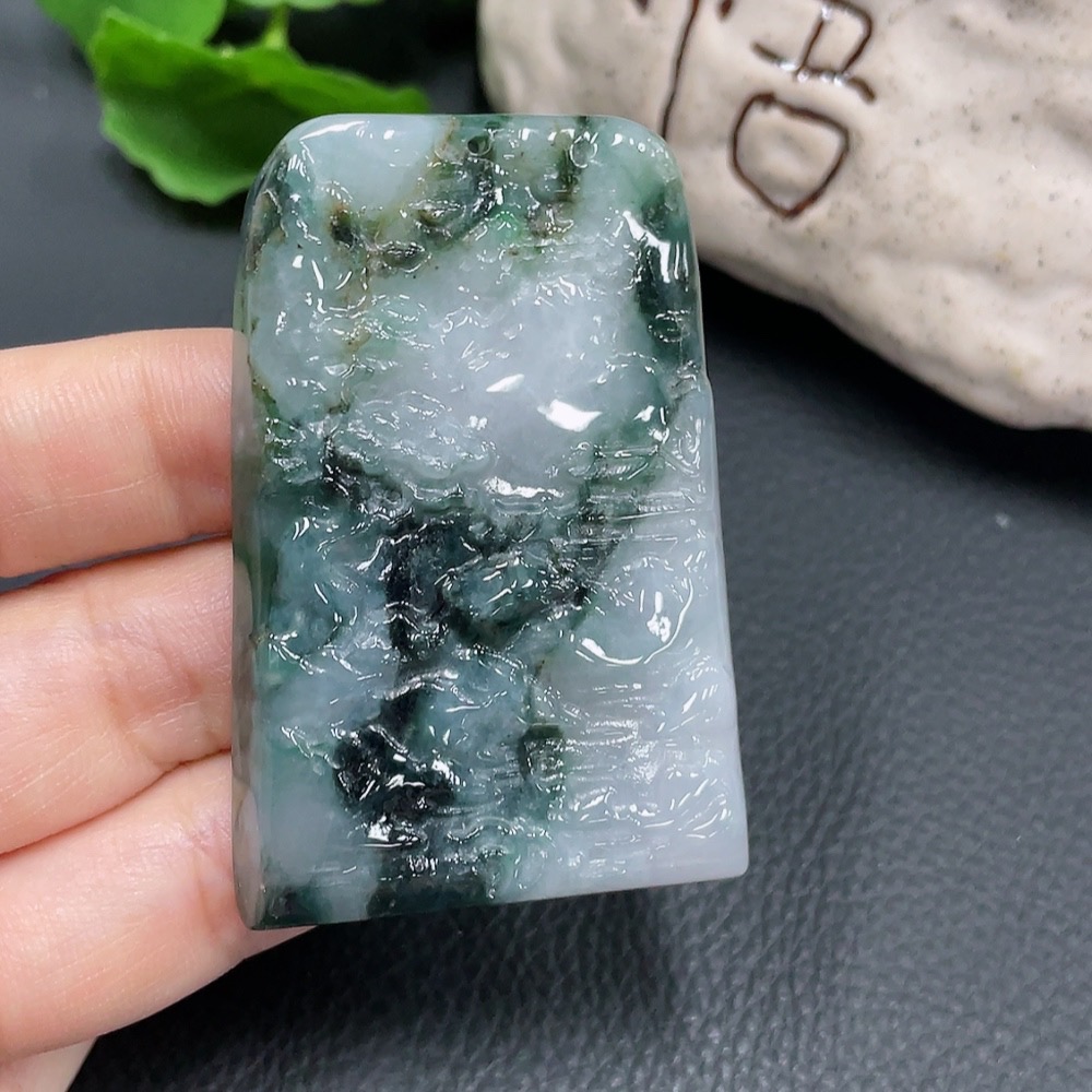 F22527707 Jadeite Pendant Landscape Plaque with Other Mineral Components, Total Weight 34.141g