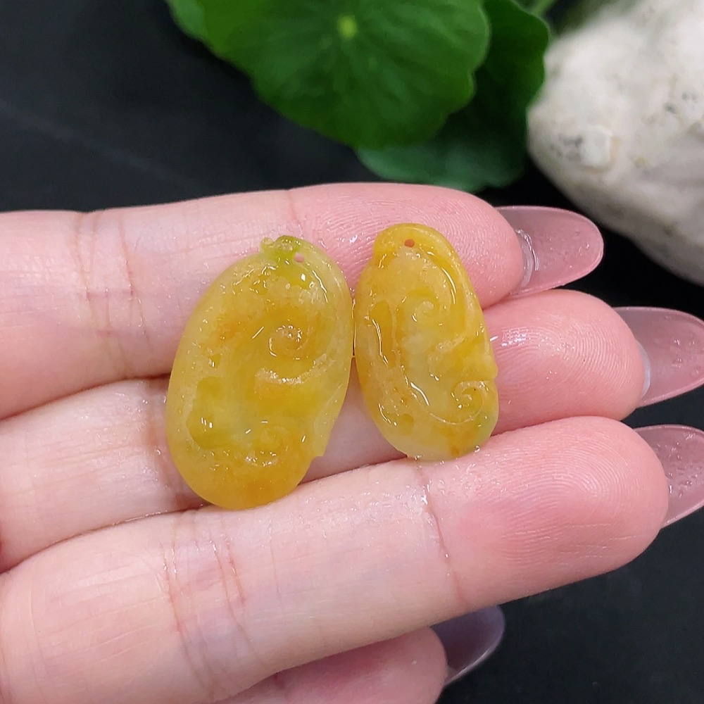 F34012170 Jadeite Pendant Rough Lot (Yellow Part Color Origin Undetermined)