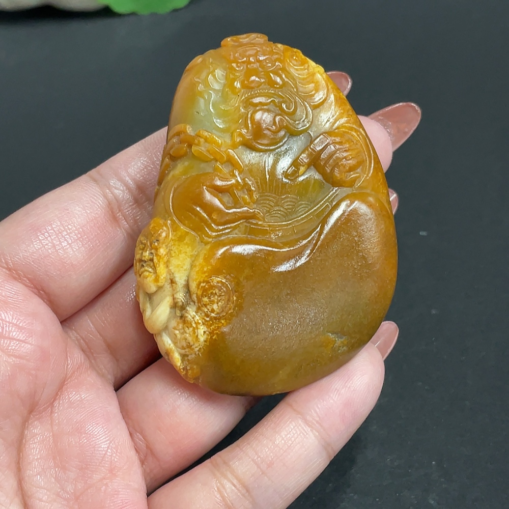H34004002 Hetian Jade Pendant - Zhong Kui, Total Weight Approx. 90.5g, Contains Other Mineral Components, Undetermined Skin Color Formation