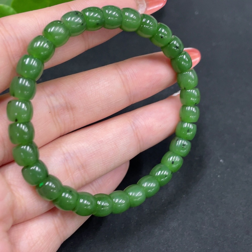 H34027594 Hetian Jade Jasper Bracelet, Approx. 6.5mm, Total Weight About 16.1g