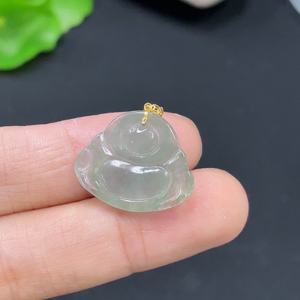 F31651756 Jadeite Pendant Buddha Bezel 18k Total Weight Approx. 1.92g