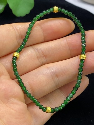 F34044438 Jadeite bead bracelet, approx. 2.8mm, total weight approx. 3.51g, non-gold