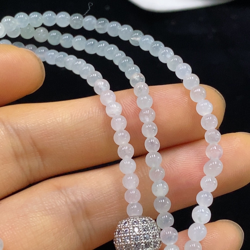 F34024300 Jadeite Bead Necklace Approx. 3.2mm Total Weight Approx. 14.88g Non-Gold