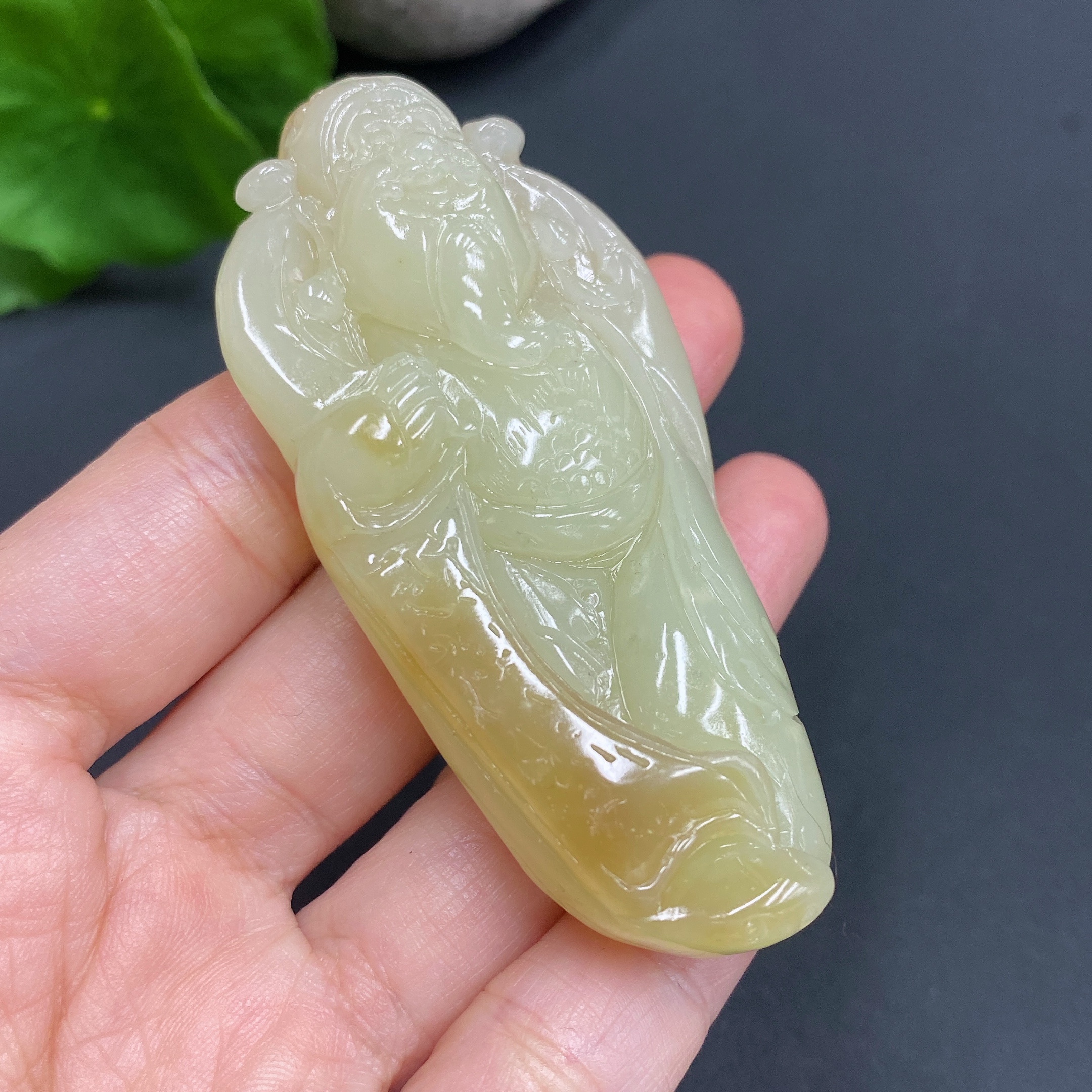 H17978042 Hetian Jade Pendant    God of Wealth    Total Weight: Approx. 53.2g