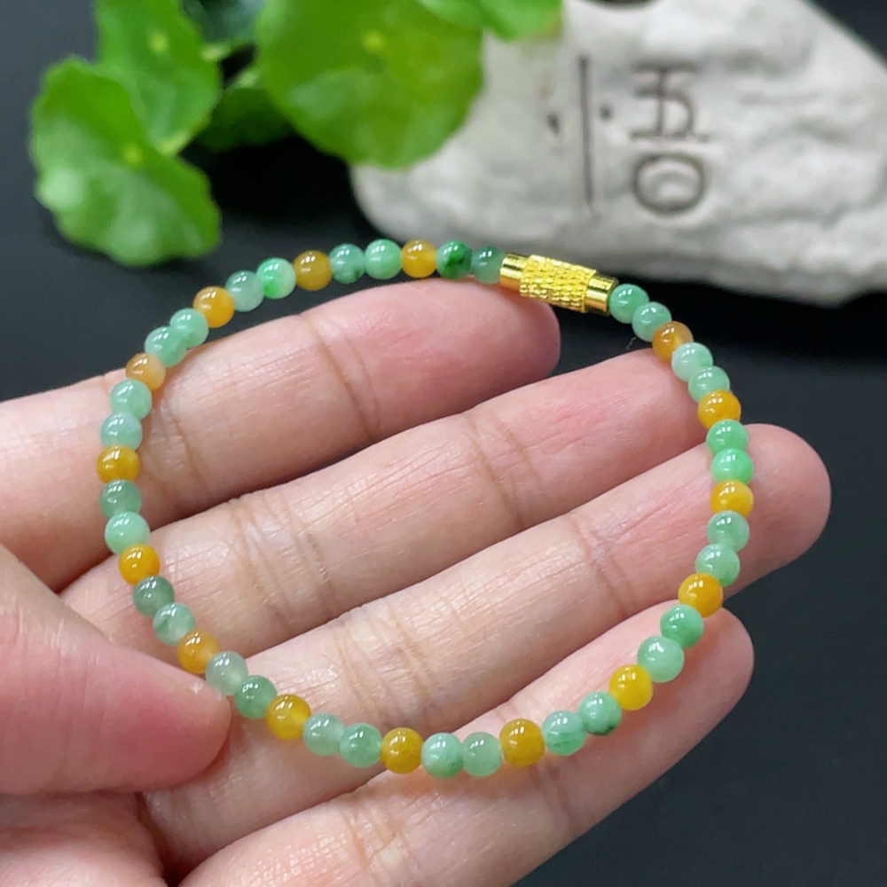 F35080810 Jadeite Bead Necklace 3.8mm approx Non-Gold Clasp Total Weight 4.88g approx