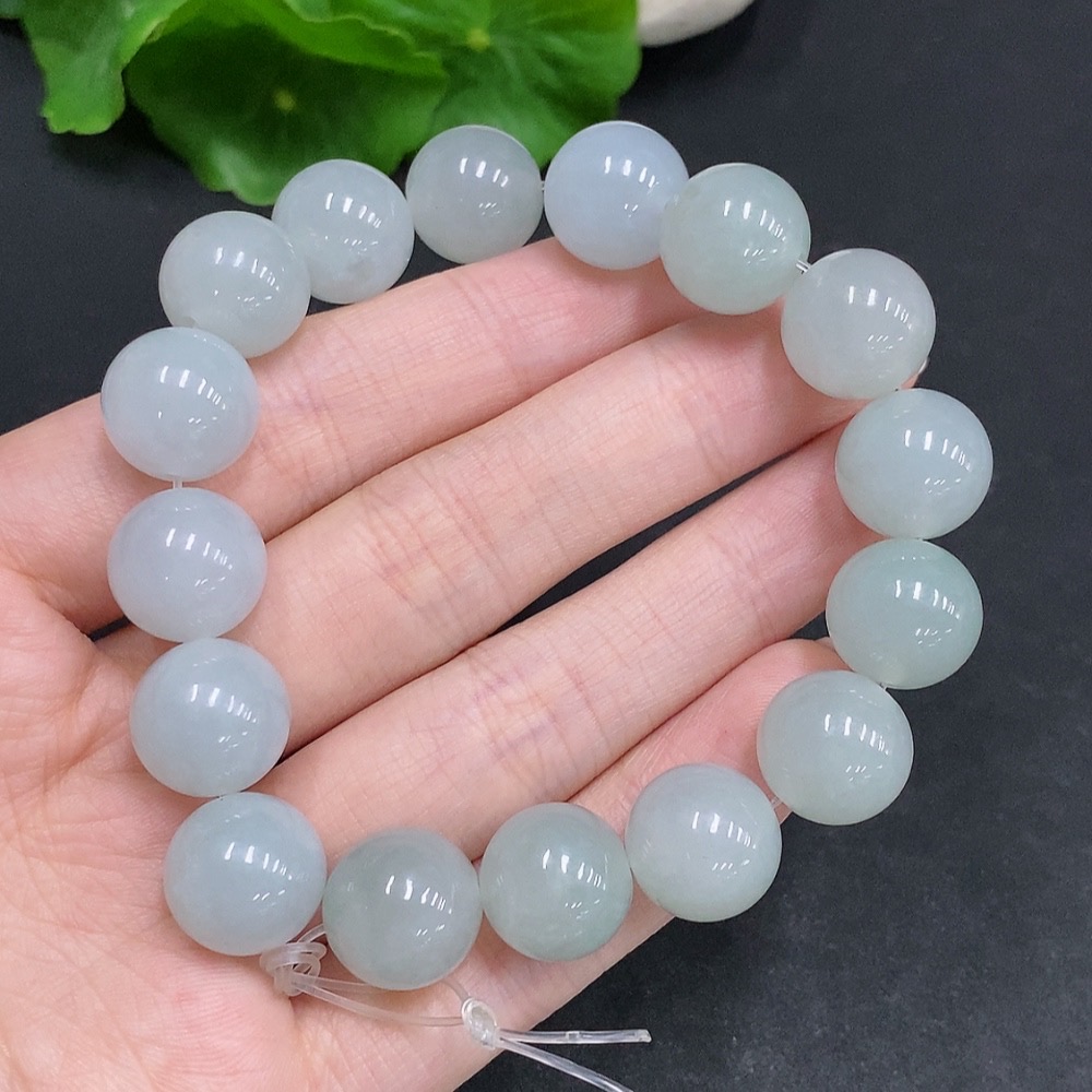 F34034448 Jadeite Bracelet, Total Weight Approx. 58.8g, Bead Size 12.7mm