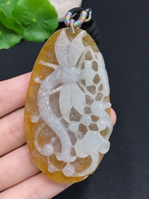 F31606757 Jadeite Dragonfly Pendant Total Weight Approx. 37.5g (Including Cord Weight) Color Origin Undetermined