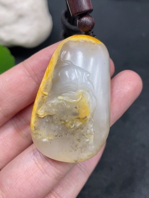 H31582620 Hetian Jade Pendant Ox Undetermined Leather Color Causation Total Weight Approx. (Including Rope) 26.4g