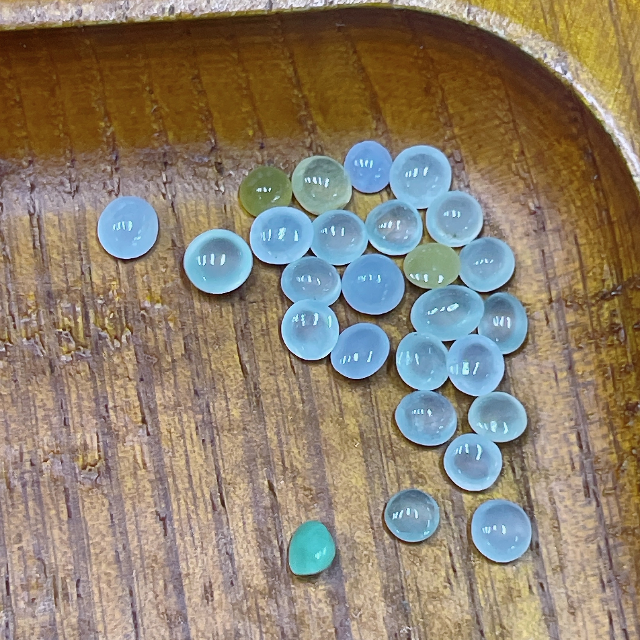 F34983846 Jadeite Cabochon Sell as a Lot Yellow Red Color Origin Undetermined