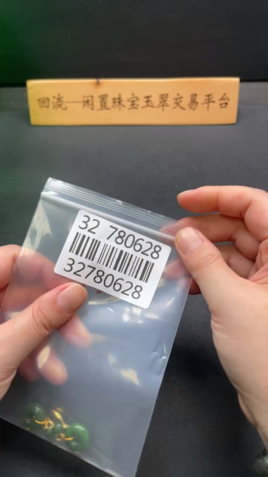 H32780628 Hetian Jade Inlaid Earrings Doughnut