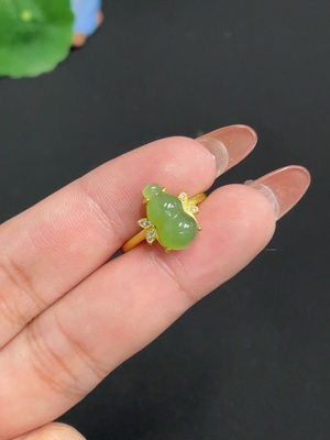 H35099951 Hetian Jade Jasper Inlaid Adjustable Ring