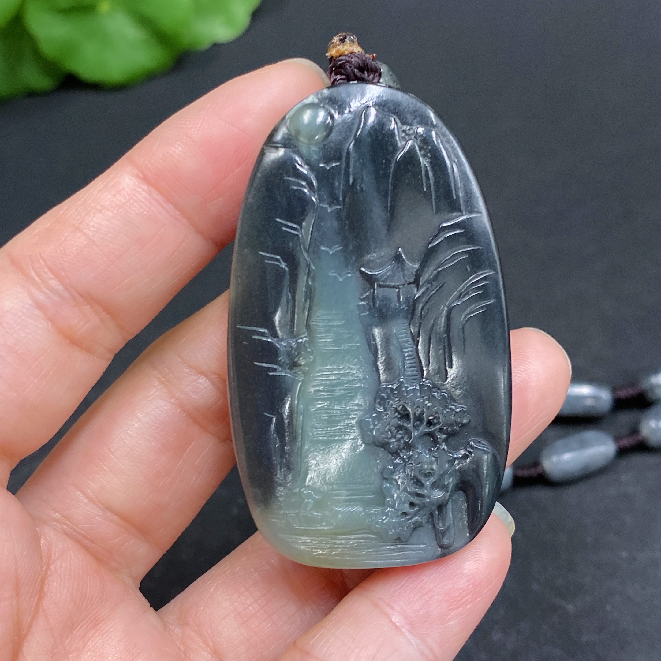 H33902415 Hetian Jade Pendant - Landscape