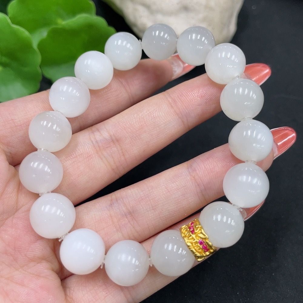 H35085356 Hetian Jade Bracelet, Approx. 11.7mm, Total Weight Approx. 43.4g, Non-Gold