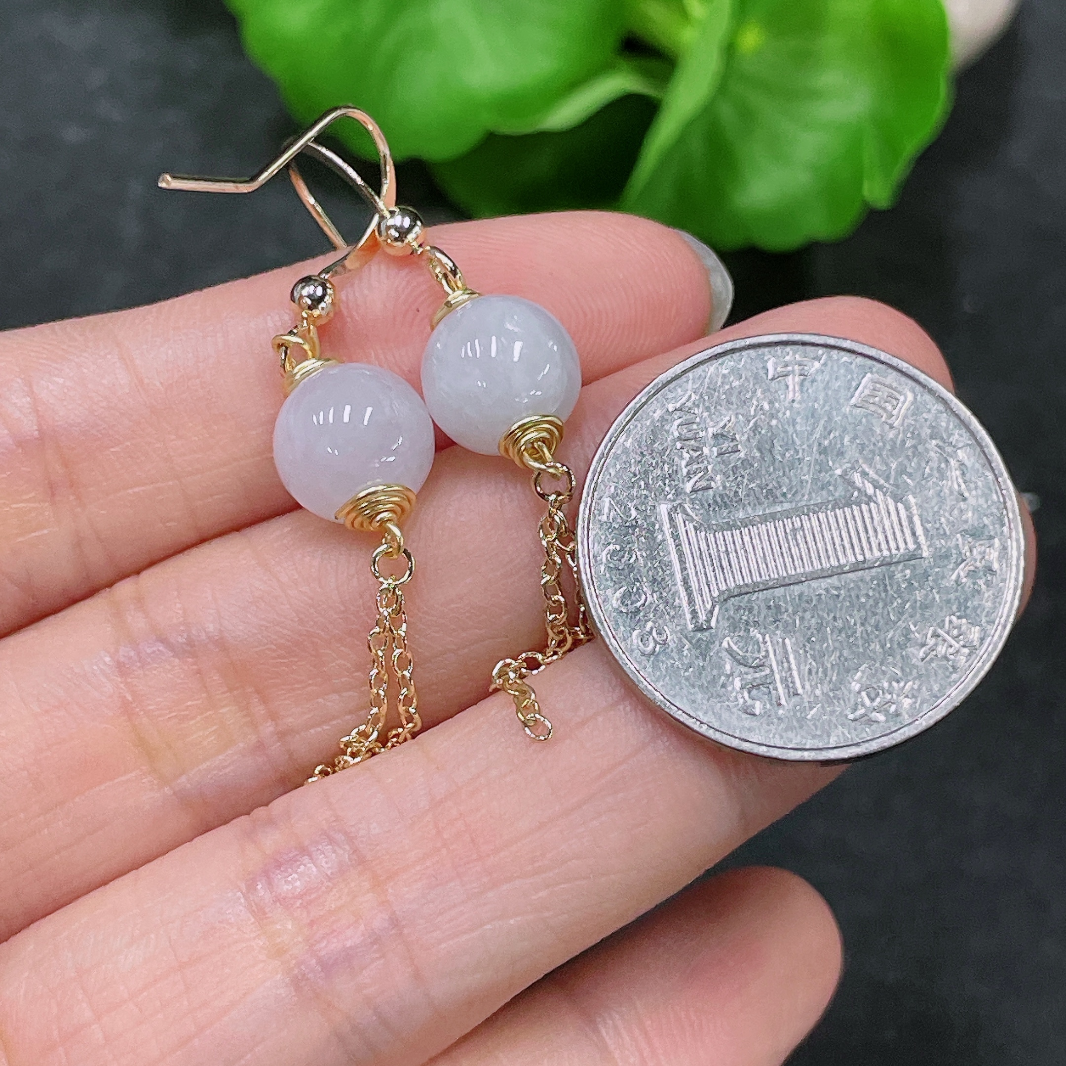 F32780248 Jadeite Inlaid Earrings Non-Gold