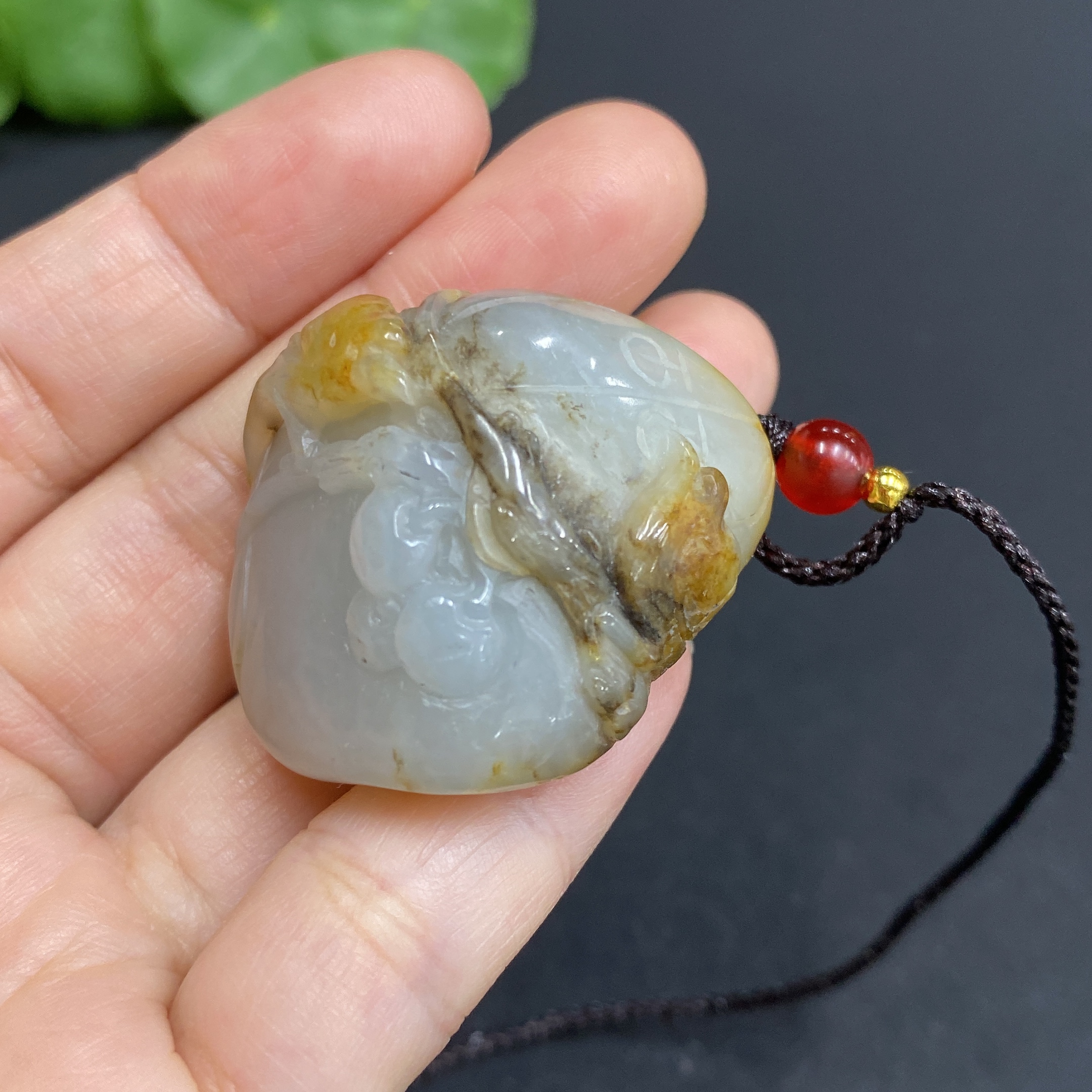 H33845143 Hetian Jade Pendant  Double Blessings Arrive