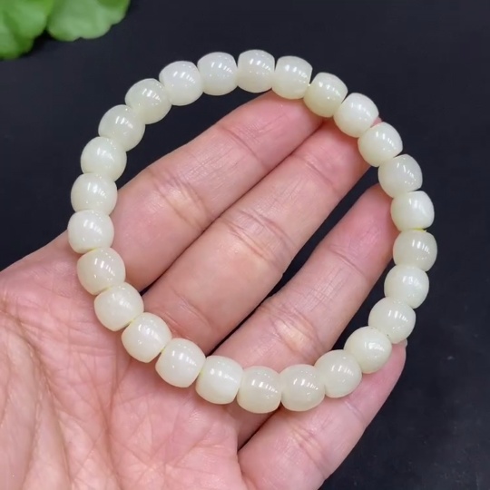 H34014029 Hetian Jade Bracelet Approx. 7.8mm Total Weight About 20.6g