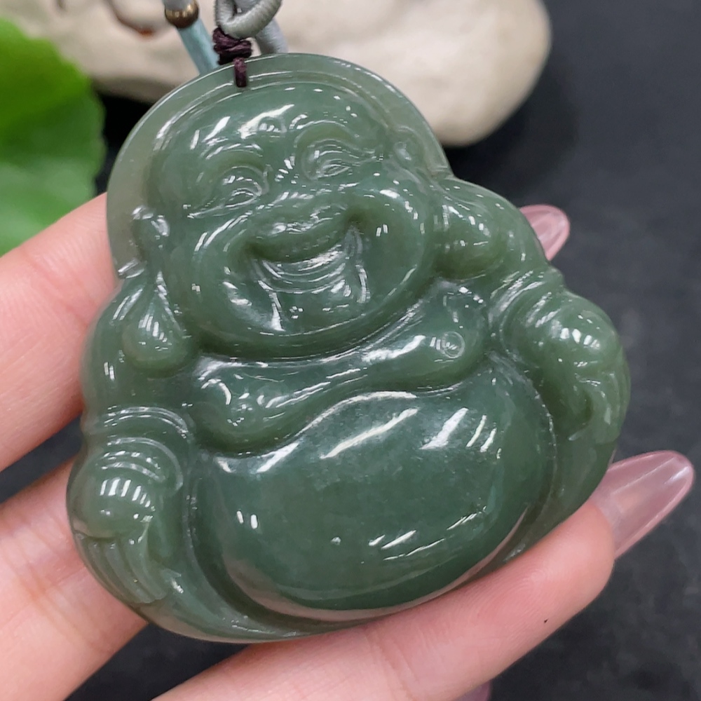 H33884946 Hetian Jade Pendant - Buddha Figurine, Total Weight (Including String): 50.8g