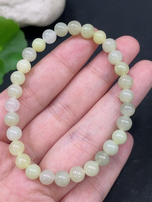 H31617273 Hetian Jade Bracelet, Approx. 5.9mm Beads, Total Weight Approx. 9.8g