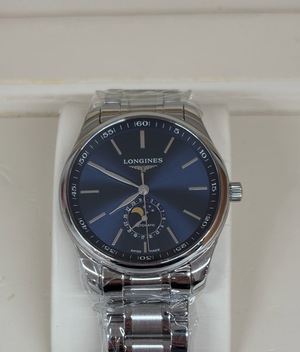 S43097133 浪琴Longines 月相大师 四针月相 蓝盘  名匠系列 L2.919.4.92.6 自动上链机械机芯  精钢 42.00mm 95新