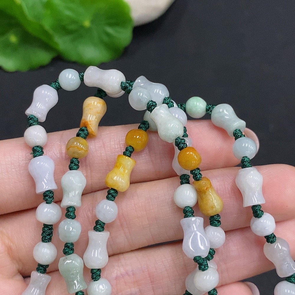 F34022667 Jadeite Bead Necklace Total Weight Approx. 22.8g Yellow Beads Not Jadeite