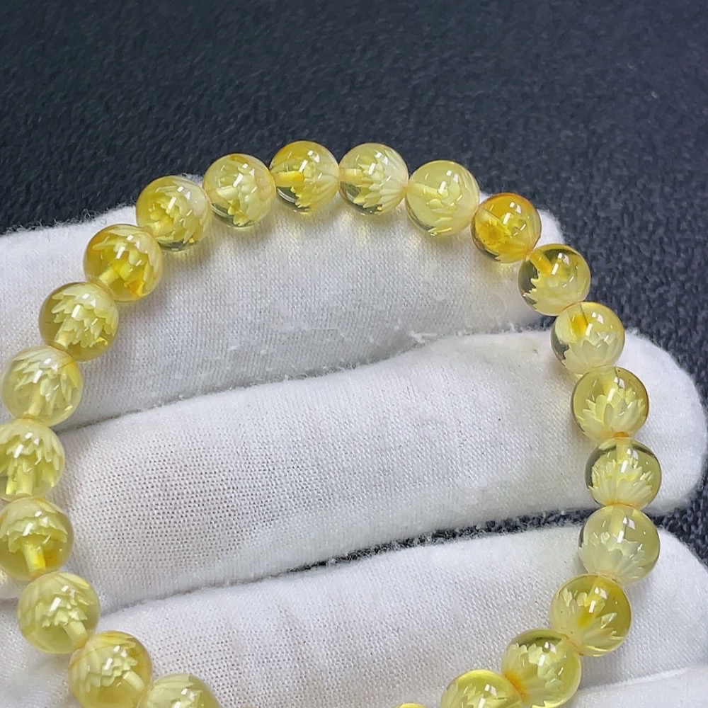 C31681634 Amber Beeswax Bracelet Total Weight Approx.6.22g Size About7.7mm