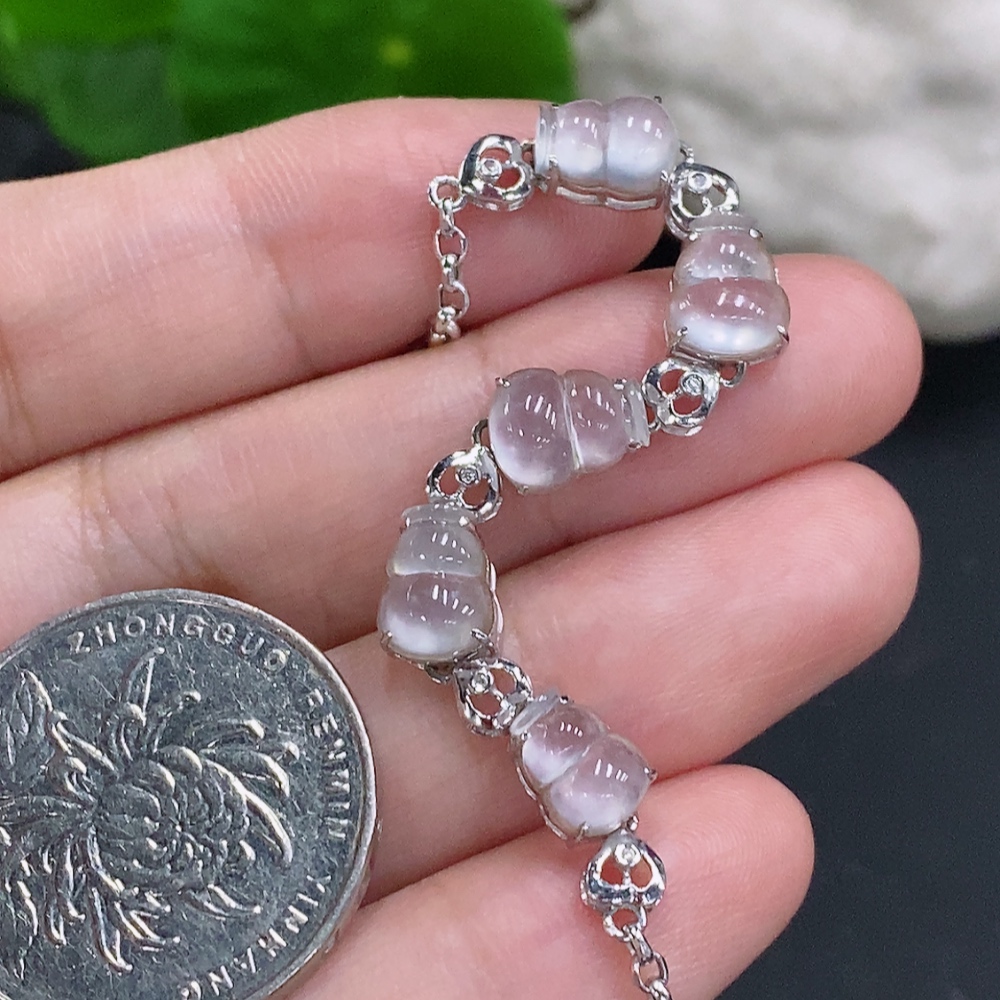 F33884110 Jadeite Gourd Inlaid Bracelet 18K Gold Total Weight About 3.8g