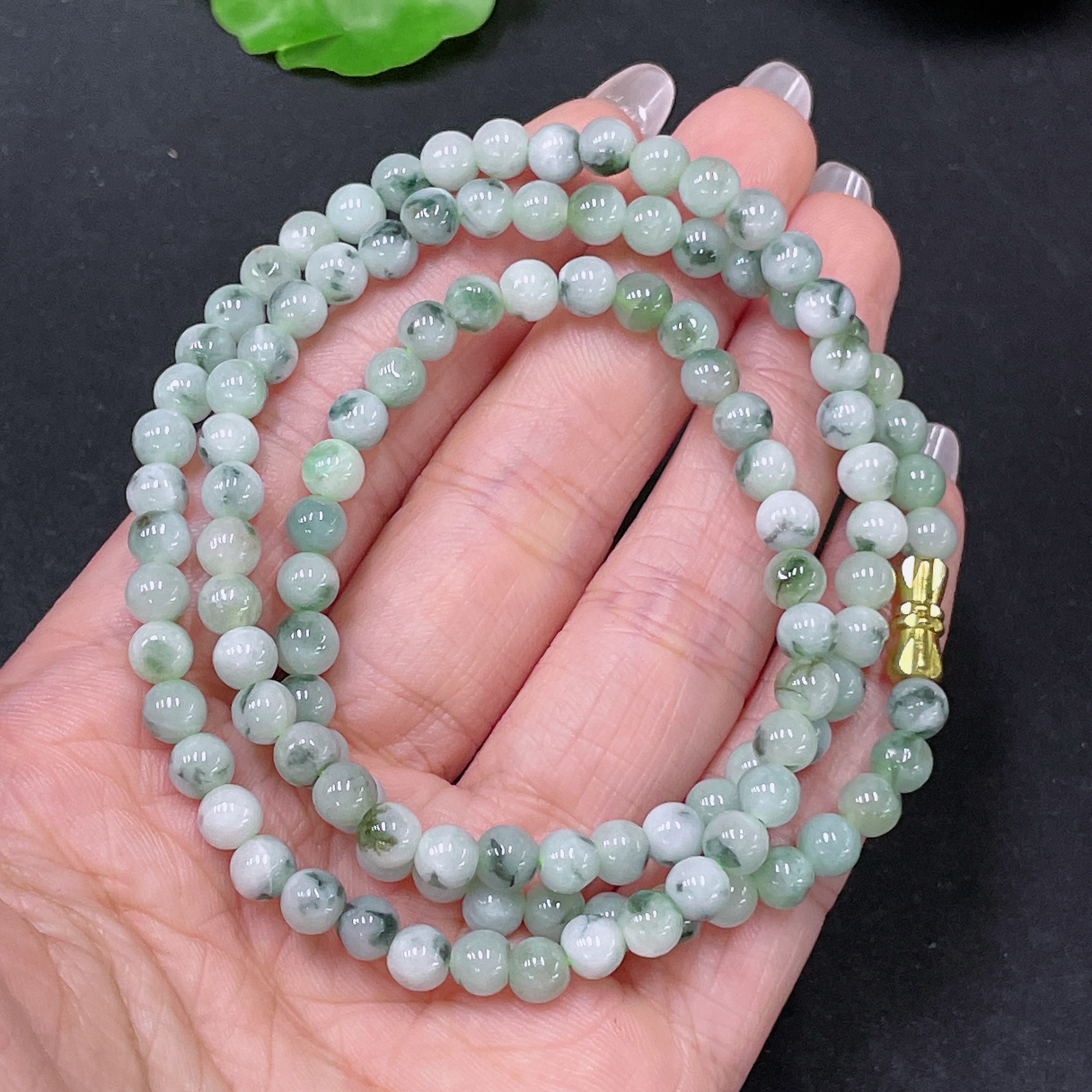 F34065609 Jadeite Bead Necklace Approx. 5mm Total Weight Approx. 27.16g Non-Gold Containing Other Mineral Components