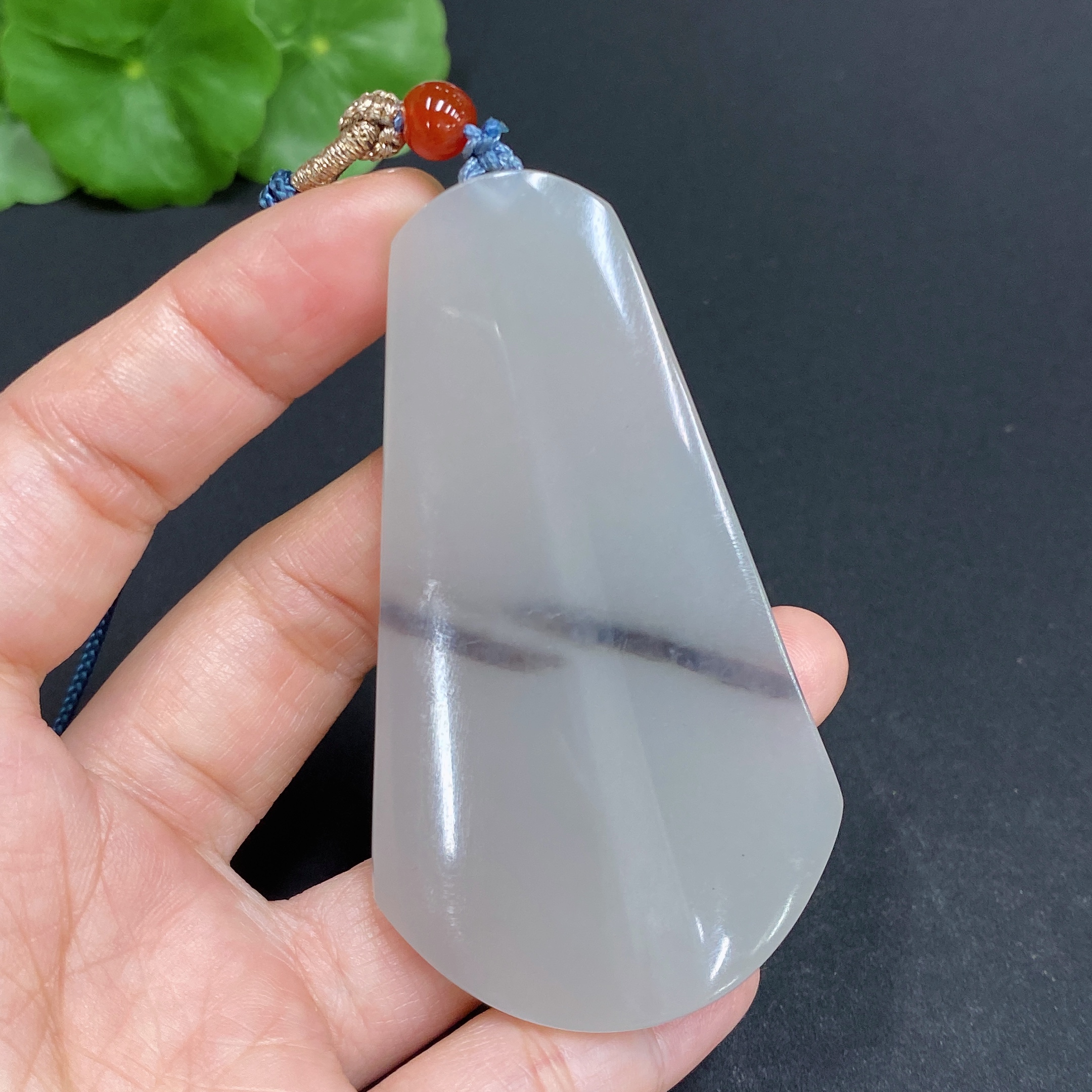 H33844521 Hetian Jade Pendant, Plain Pendant, Total Weight (including rope): 43.4g