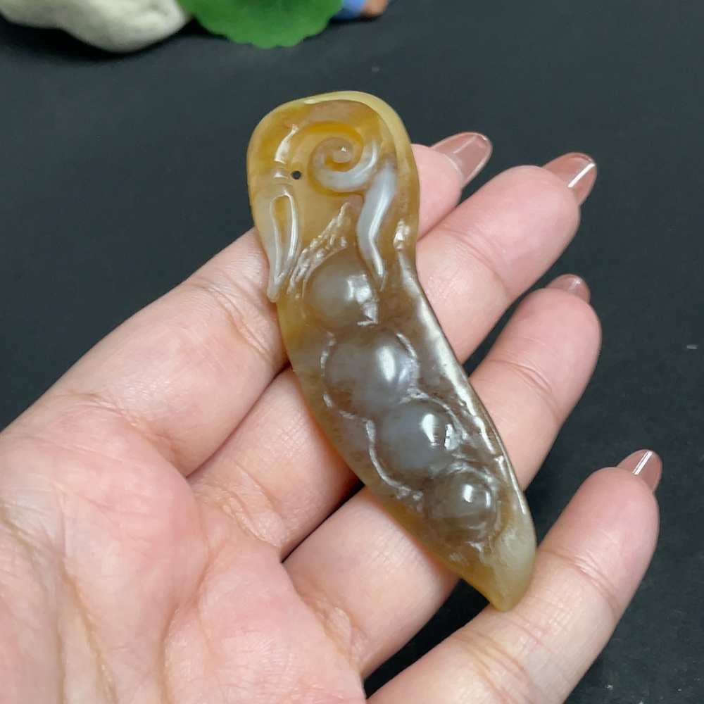 H34011197 Hetian Jade Pendant Fu Dou Total Weight Approx. 24.9g