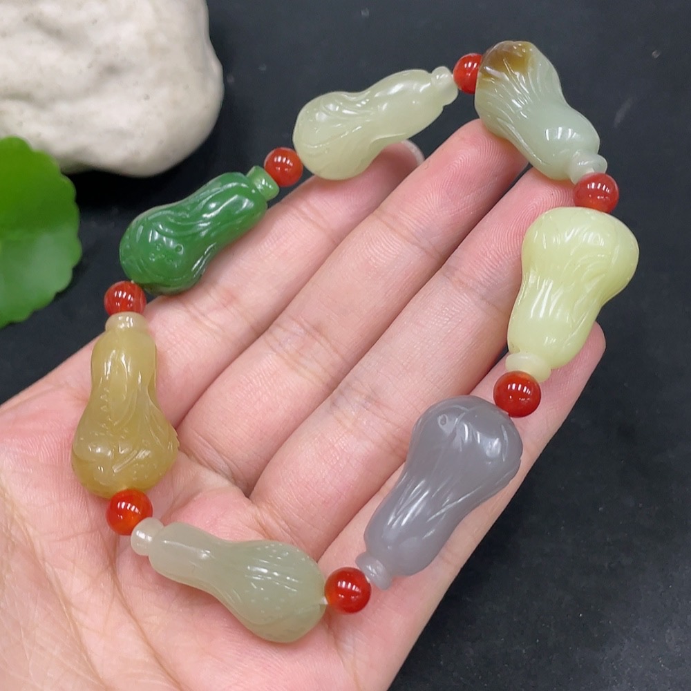 H31581795 Hetian Jade Bracelet, Beads Not Hetian Jade, Total Weight Approx. 46.3g