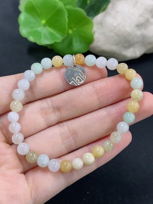 F46600771 翡翠手串 卡5.5mm左右  非金镶 颜色成因未定  货品总重约11.22g