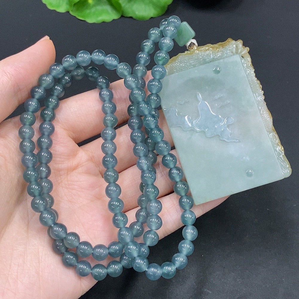 F28218801 Jadeite Enlightenment Pendant Total weight about 90g (including rope weight) Color origin undetermined