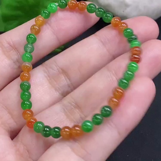 F33904778 Jadeite Bead Necklace with approx. 3.8mm beads, total weight approx. 4.4g (red color origin undetermined)