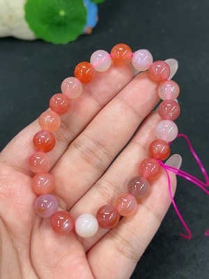 H41923239 盐源玛瑙手串 卡9mm左右 仅红色 货品总重约23g