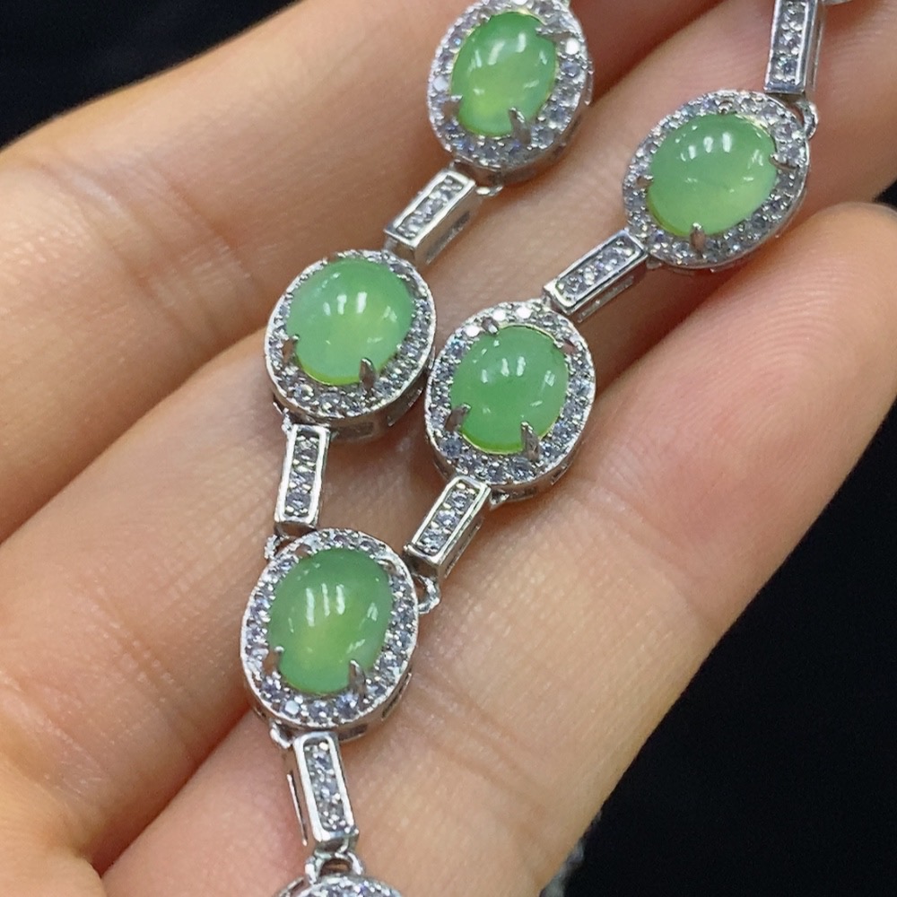 F34975175 Jadeite Inlaid Necklace Non-Gold Total Weight Approx. 10.61g