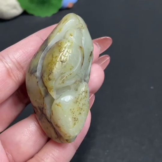 H34011304 Hetian Jade Pendant, Peaceful Living and Happy Work, Undetermined Skin Color Formation, Total Weight Approx. 71.1g