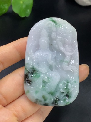 F26029359 Jadeite Samantabhadra Bodhisattva Pendant, Total Weight Approximately 63.98g